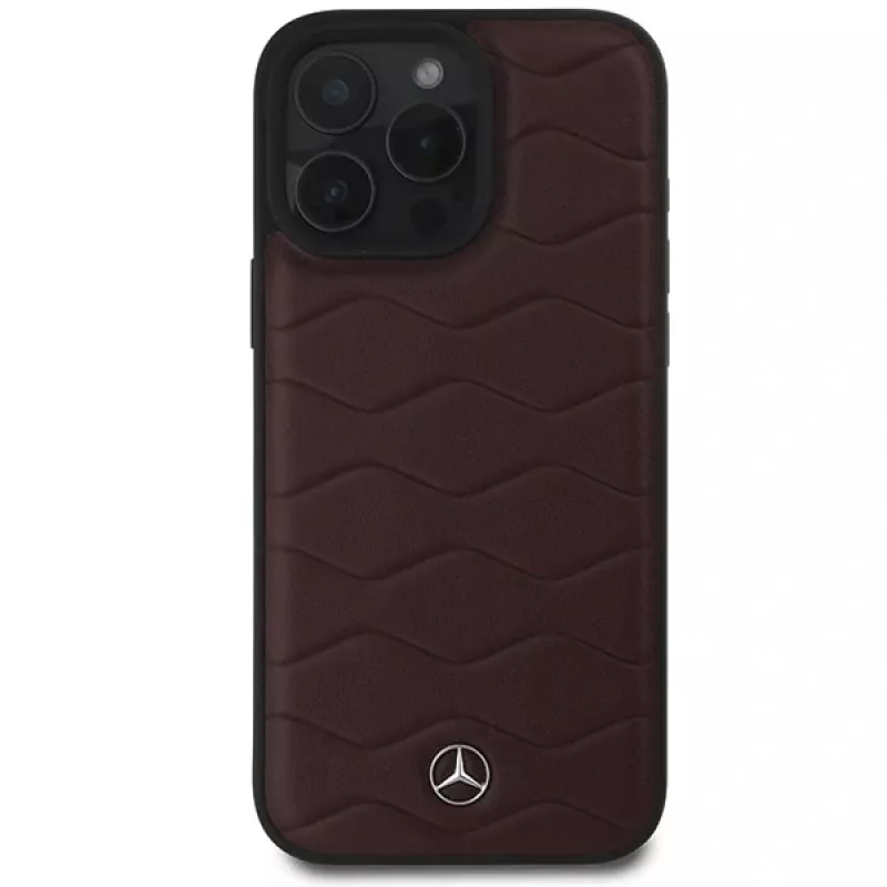 Mercedes-Benz MB Waves Leather pevné puzdro pre Apple iPhone 16 Pro Max 6,9 palca červené