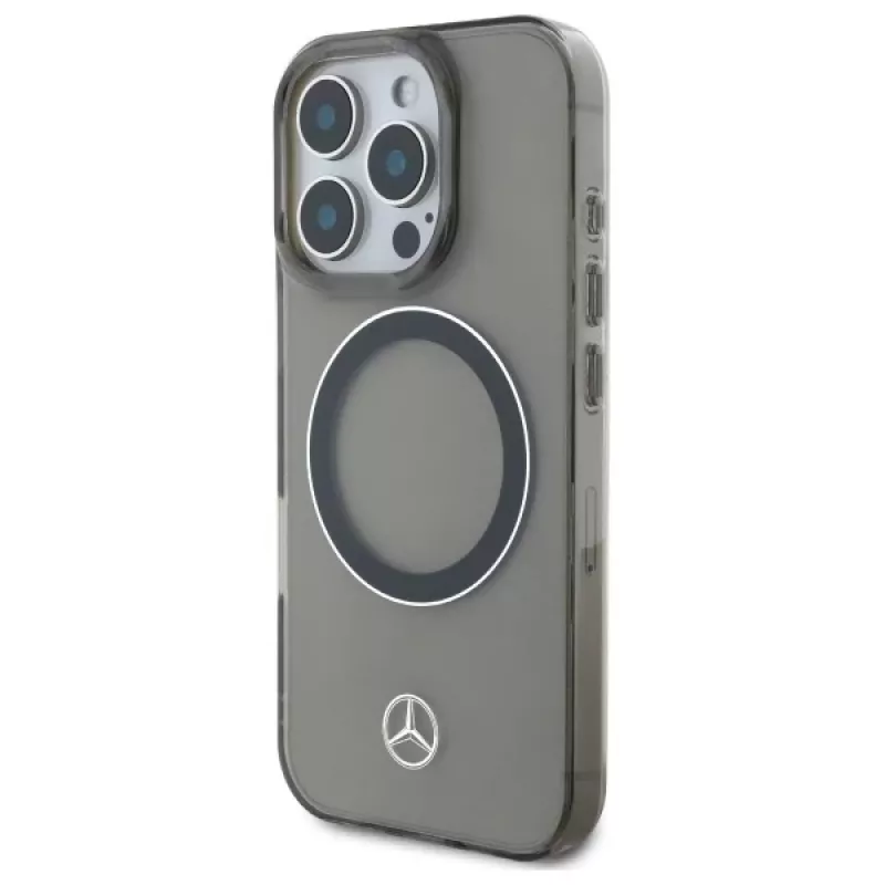 Mercedes-Benz iPhone 16 Pro Max 6,9 palca pevné puzdro strieborný krúžok MagSafe čierne