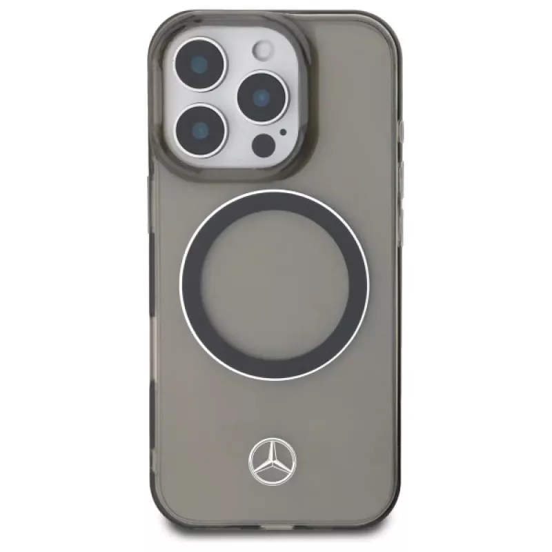 Mercedes-Benz iPhone 16 Pro Max 6,9 palca pevné puzdro strieborný krúžok MagSafe čierne