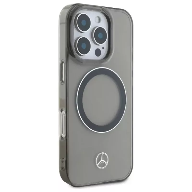 Mercedes-Benz iPhone 16 Pro Max 6,9 palca pevné puzdro strieborný krúžok MagSafe čierne