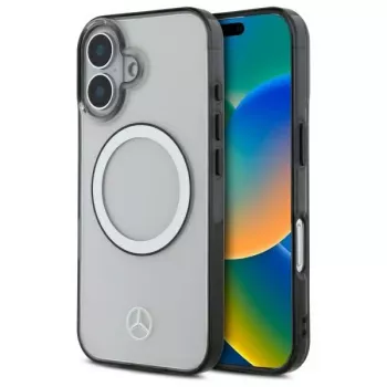 Mercedes-Benz MEHMP16S23HUOKC iPhone 16 6,1 palca priehľadné pevné puzdro s potlačeným logom MagSafe