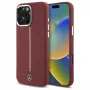 Mercedes-Benz silikónové puzdro pre iPhone 16 Pro Max 6,9 palca červené s bielym pruhom MagSafe