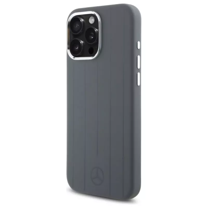 Mercedes-Benz iPhone 16 Pro Max 6,9 palca pevné puzdro silikónové sivé Vertical Tonal Stripes MagSafe