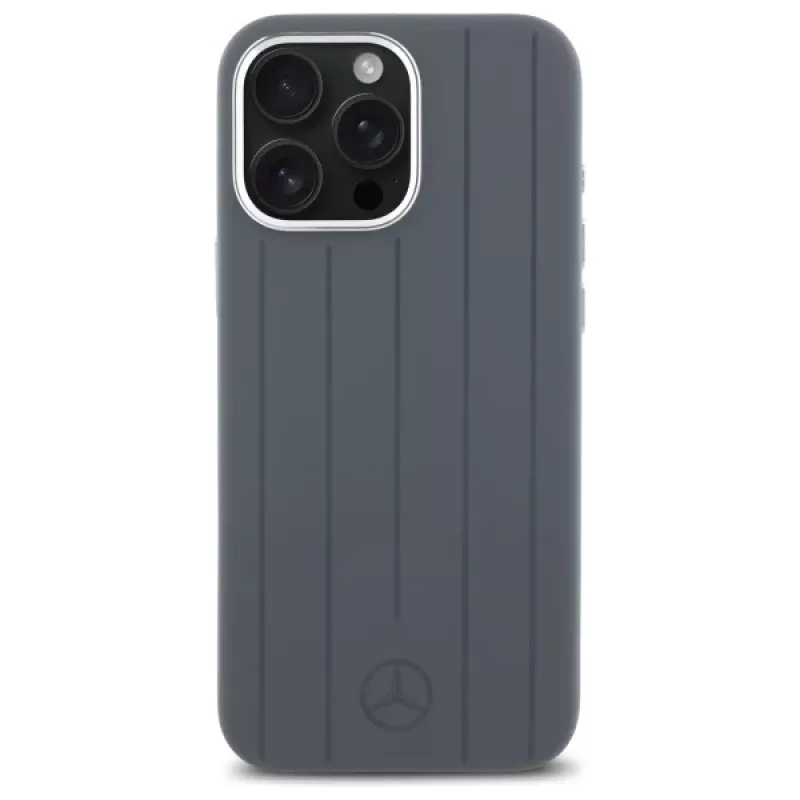 Mercedes-Benz iPhone 16 Pro Max 6,9 palca pevné puzdro silikónové sivé Vertical Tonal Stripes MagSafe