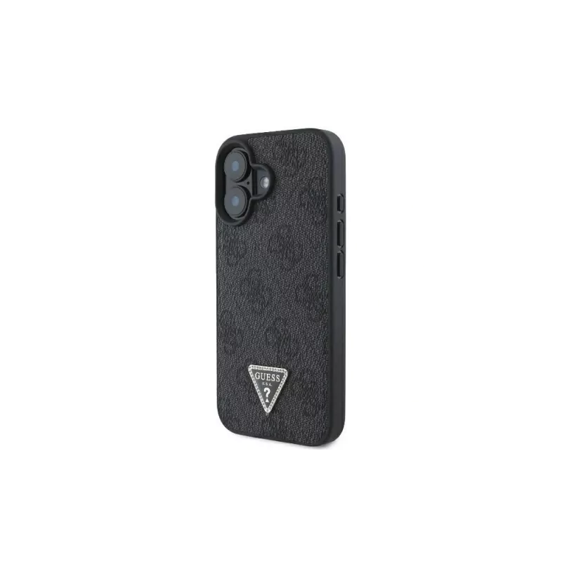 Guess GUHCP16SP4TDSCPK iPhone 16 pevné puzdro kožené kovové logo Strass Crossbody čierne