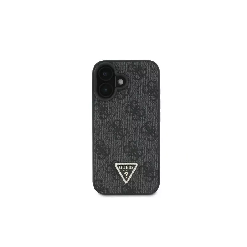 Guess GUHCP16SP4TDSCPK iPhone 16 pevné puzdro kožené kovové logo Strass Crossbody čierne