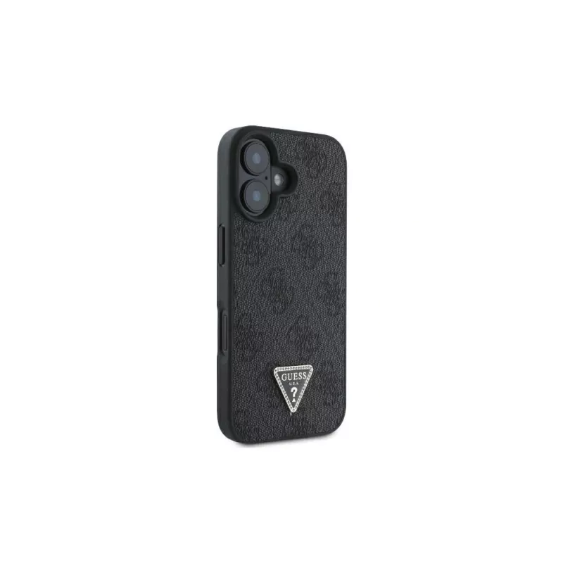 Guess GUHCP16SP4TDSCPK iPhone 16 pevné puzdro kožené kovové logo Strass Crossbody čierne