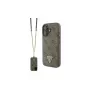 Guess GUHCP16SP4TDSCPW iPhone 16 6.1 pevné puzdro kožené kovové logo Strass Crossbody hnedé