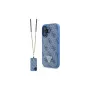 Guess GUHCP16SP4TDSCPB iPhone 16 6.1 modré pevné puzdro kožené kovové logo Strass Crossbody