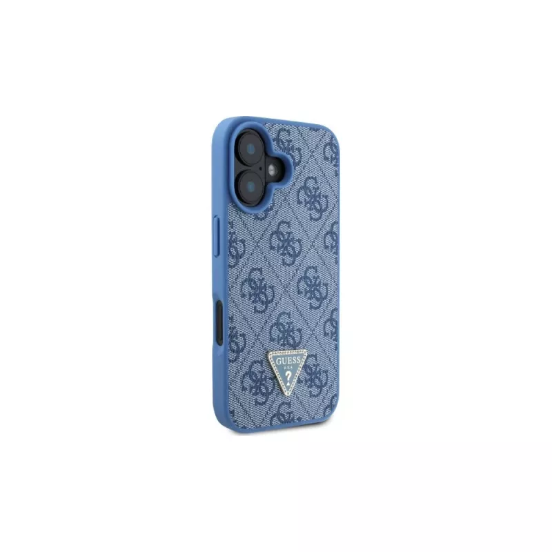 Guess GUHCP16SP4TDSCPB iPhone 16 6.1 modré pevné puzdro kožené kovové logo Strass Crossbody