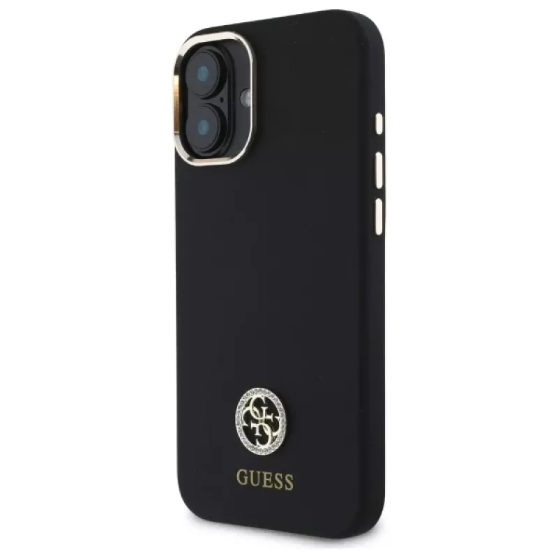 Guess GUHCP16SM4DGPK iPhone 16 6,1 palca čierne pevné puzdro silikónové logo Strass 4G