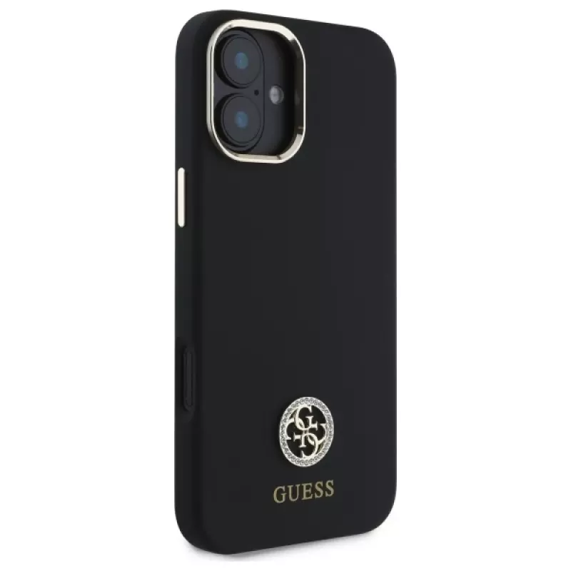Guess GUHCP16SM4DGPK iPhone 16 6,1 palca čierne pevné puzdro silikónové logo Strass 4G