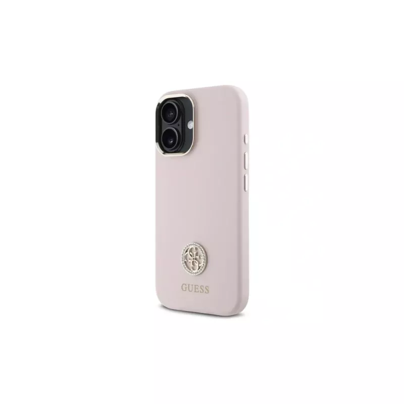 Guess GUHCP16SM4DGPP pevné puzdro silikónové logo Strass 4G pre Apple iPhone 16 6,1 palca ružové