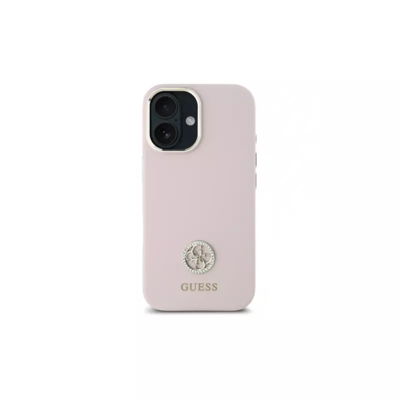 Guess GUHCP16SM4DGPP pevné puzdro silikónové logo Strass 4G pre Apple iPhone 16 6,1 palca ružové