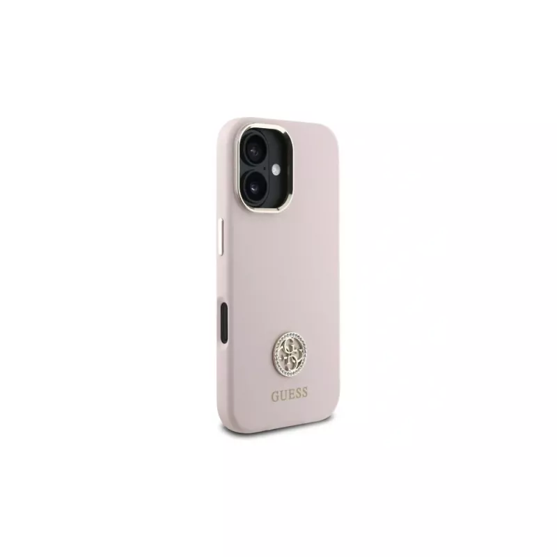 Guess GUHCP16SM4DGPP pevné puzdro silikónové logo Strass 4G pre Apple iPhone 16 6,1 palca ružové