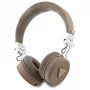 Guess Grained Classic Round Shape bezdrôtové Bluetooth náhlavné slúchadlá s ENC, hnedé