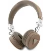 Guess Grained Classic Round Shape bezdrôtové Bluetooth náhlavné slúchadlá s ENC, hnedé