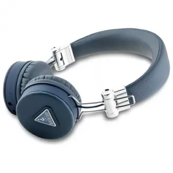 Guess Grained Classic Round Shape bezdrôtové Bluetooth náhlavné slúchadlá s ENC (modré)