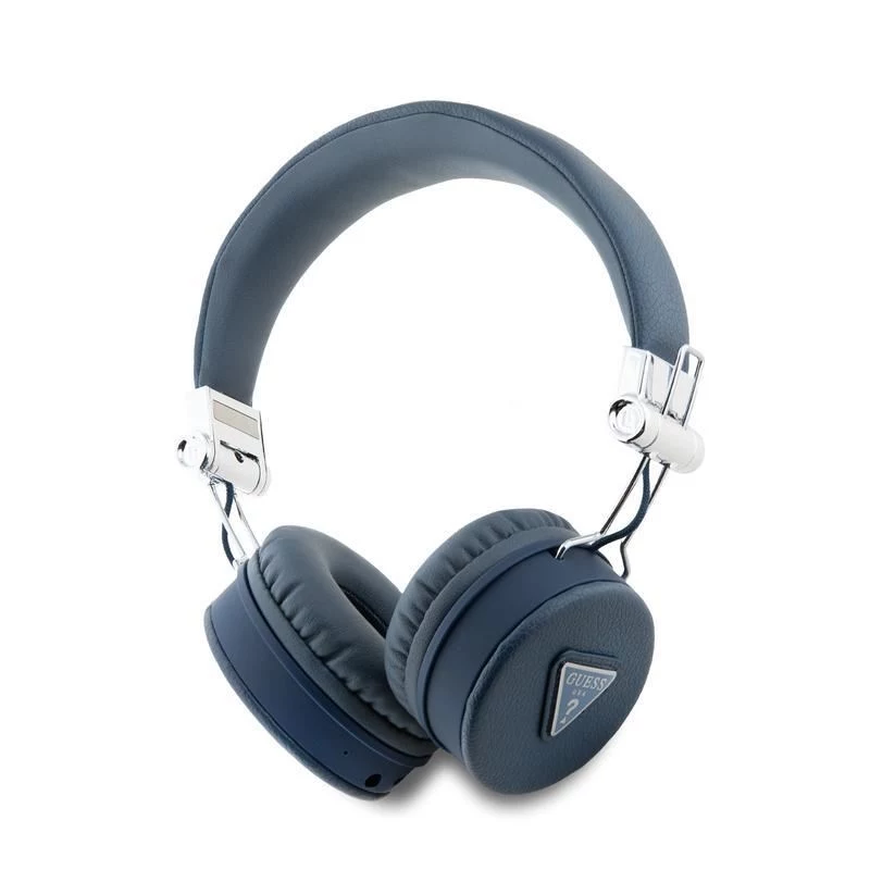Guess Grained Classic Round Shape bezdrôtové Bluetooth náhlavné slúchadlá s ENC (modré)
