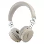 Guess Grained Classic Round Shape bezdrôtové Bluetooth náhlavné slúchadlá s ENC, béžové