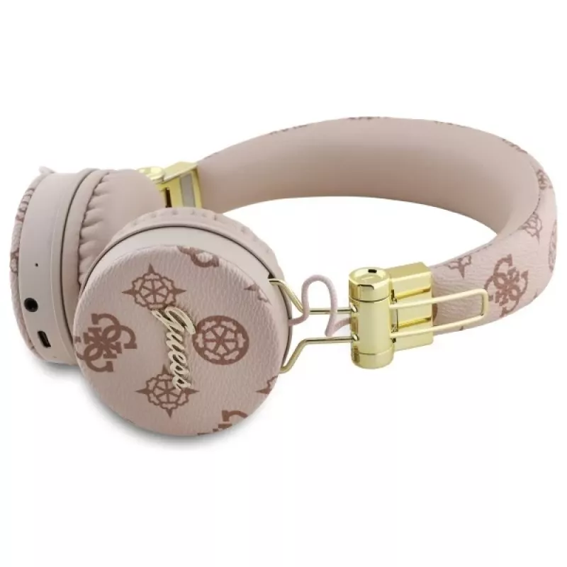Guess Peony Script Round Shape bezdrôtové náhlavné slúchadlá s ENC, hnedé