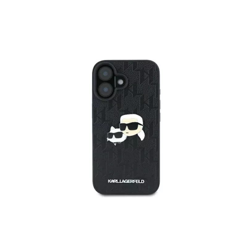 Karl Lagerfeld Monogram Karl & Choupette Head Pin puzdro pre iPhone 16 (čierne)