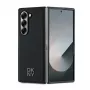DKNY DKHMZFD6PSMCSLK Z Fold6 F956 čierne Magsafe hladké kožené zadné puzdro s kovovým logom Stack