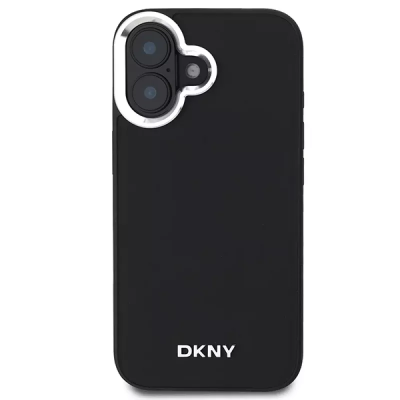 DKNY DKHMP16SPSCMCLK pevné puzdro pre Apple iPhone 16 6,1 palca čierna hladké strieborné logo MagSafe