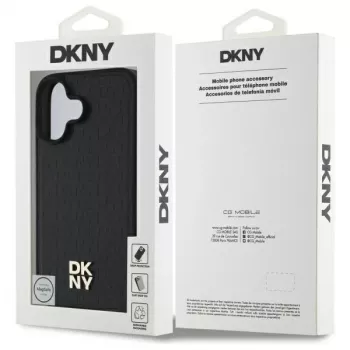 DKNY DKHMP16SPSHRPSK pevné puzdro pre iPhone 16 6.1 čierna vzor opakujúcich sa log Stack MagSafe
