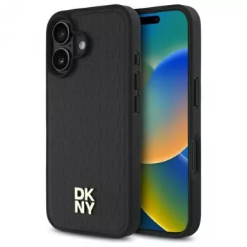 DKNY DKHMP16SPSHRPSK pevné puzdro pre iPhone 16 6.1 čierna vzor opakujúcich sa log Stack MagSafe