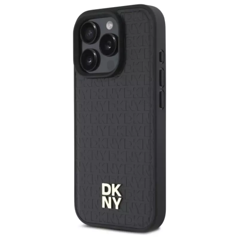 DKNY DKHMP16LPSHRPSK pevné puzdro pre iPhone 16 Pro 6.3 čierna vzor opakujúcich sa log Stack MagSafe