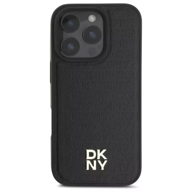 DKNY DKHMP16LPSHRPSK pevné puzdro pre iPhone 16 Pro 6.3 čierna vzor opakujúcich sa log Stack MagSafe