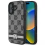 DKNY DKHCP16SPCPTSSK pevné puzdro pre Apple iPhone 16 6,1 palca károvaný vzor a potlačené pruhy čierna