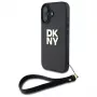 DKNY DKHCP16SPBSWSK pevné puzdro pre Apple iPhone 16 6,1 palca čierna s pútkom na ruku