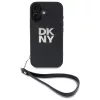 DKNY DKHCP16SPBSWSK pevné puzdro pre Apple iPhone 16 6,1 palca čierna s pútkom na ruku