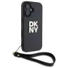 DKNY DKHCP16SPBSWSK pevné puzdro pre Apple iPhone 16 6,1 palca čierna s pútkom na ruku