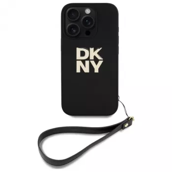 DKNY DKHCP16LPBSWSK iPhone 16 Pro 6,3 palca čierne pevné puzdro s pútkom na ruku a logom Stock