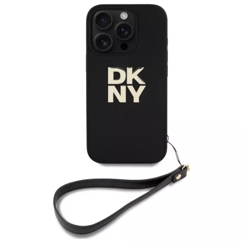 DKNY DKHCP16LPBSWSK iPhone 16 Pro 6,3 palca čierne pevné puzdro s pútkom na ruku a logom Stock