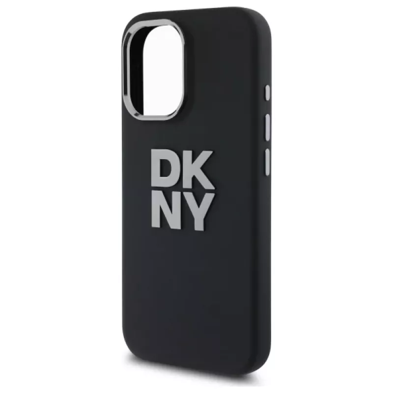 DKNY DKHCP16SSMCBSK pevné puzdro pre iPhone 16 6.1 tekutý silikón kovové logo čierna