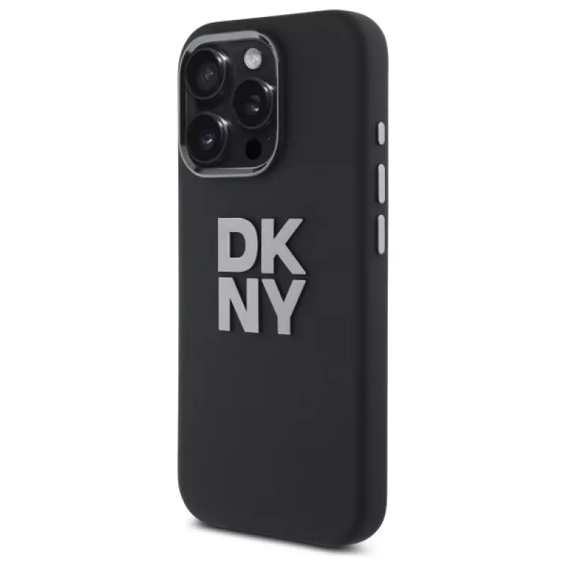 DKNY DKHCP16LSMCBSK pevné puzdro z tekutého silikónu s kovovým logom pre Apple iPhone 16 Pro 6,3 palca čierna