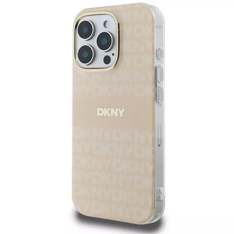 DKNY DKHMP16LHRHSEP pevné puzdro pre Apple iPhone 16 Pro 6,3 palca ružová vzor opakujúcej sa textúry a pruh MagSafe