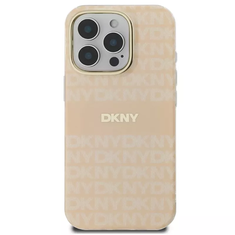 DKNY DKHMP16LHRHSEP pevné puzdro pre Apple iPhone 16 Pro 6,3 palca ružová vzor opakujúcej sa textúry a pruh MagSafe