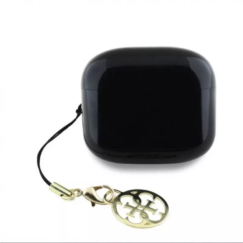 Guess Glossy Effect Printed Classic Logo & Charm TWS Bluetooth slúchadlá s nabíjacím puzdrom (čierna)