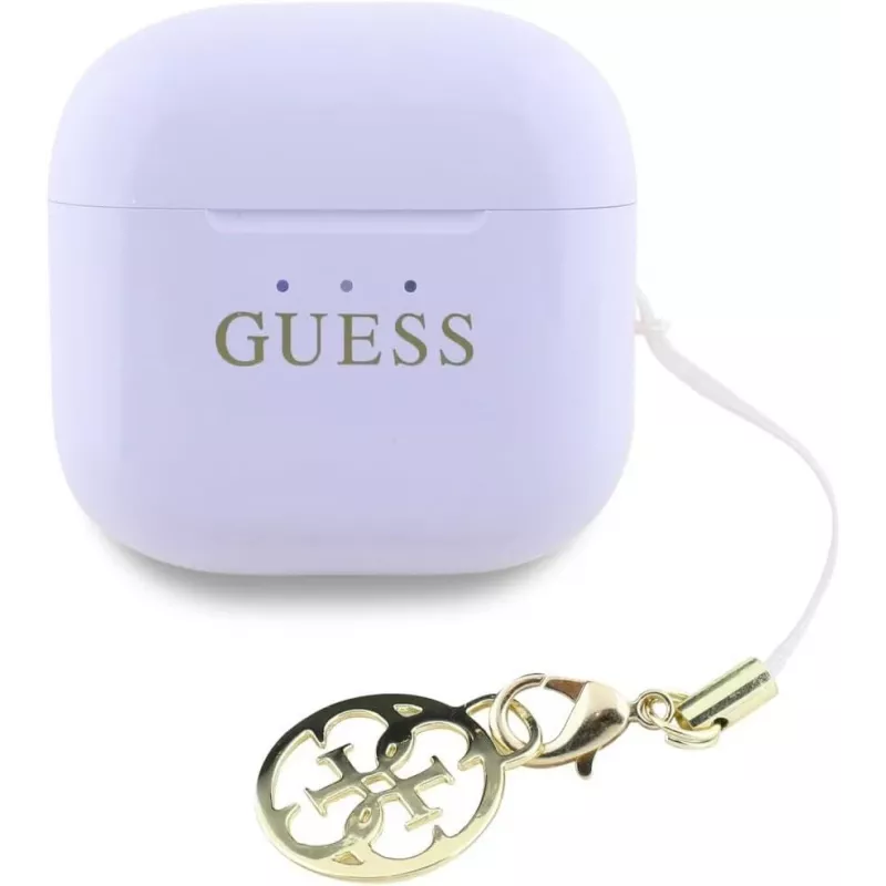 Guess Glossy Effect Printed Classic Logo & Charm TWS slúchadlá levanduľová