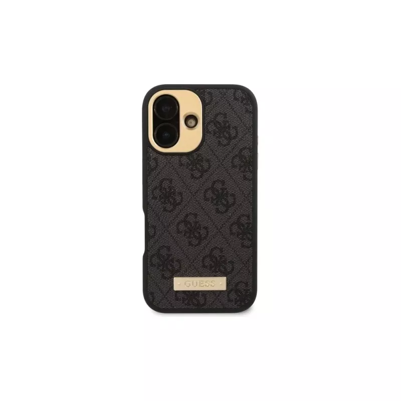 Guess GUHMP16SU4GPRK iPhone 16 6.1 pevné puzdro 4G Logo Plate MagSafe čierna