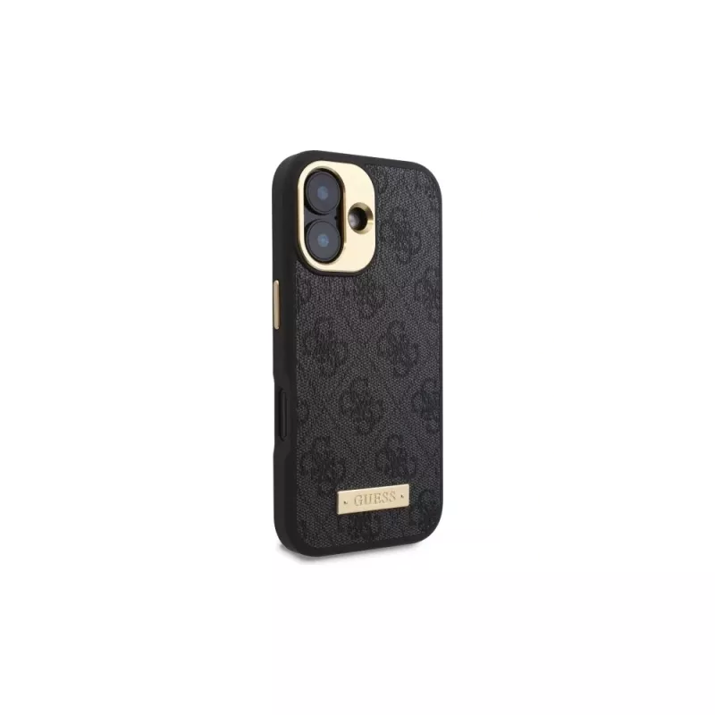 Guess GUHMP16SU4GPRK iPhone 16 6.1 pevné puzdro 4G Logo Plate MagSafe čierna