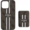 Guess 4G Stripes peňaženkové puzdro s MagSafe pre iPhone 16 Pro Max hnedá