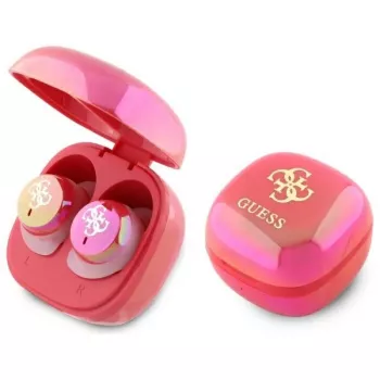 Guess 4G Printed Logo True Wireless slúchadlá s nabíjacím puzdrom - fuchsia iridescent
