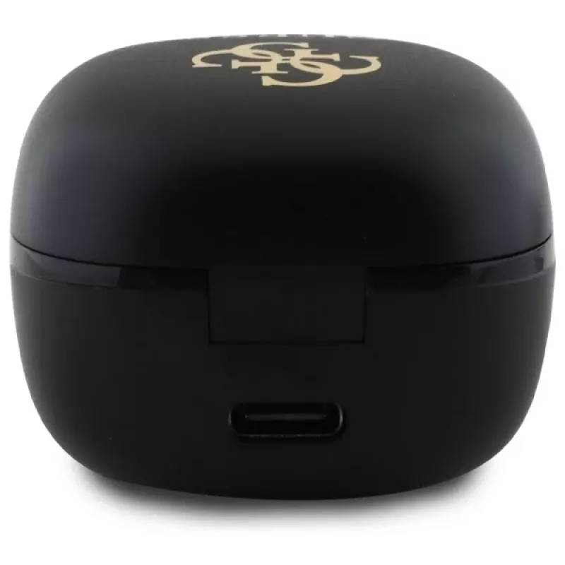 Guess GUTWSJ144ESK True Wireless Stereo Bluetooth slúchadlá s nabíjacím puzdrom, čierna iridescent 4G Printed Logo