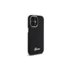 Guess GUHCP16MSMBSLK silikónové pevné puzdro Script Metal Logo & Frame pre Apple iPhone 16 Plus 6,7